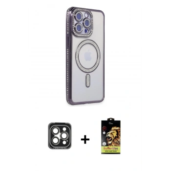 MARSİLYAN™- iPhone 15 Pro Max Kılıf Zirve Doku Prime - Siyah Buffer Cam Ekran Koruyucu + PVD Metal Kamera Lens - GI