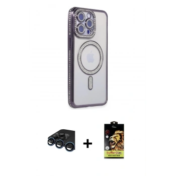 MARSİLYAN™- iPhone 15 Pro Max Kılıf Zirve Doku Prime - Siyah Buffer Cam Ekran Koruyucu + Raze Metal Kamera Lens - LT
