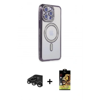 MARSİLYAN™- iPhone 15 Pro Max Kılıf Zirve Doku Prime - Siyah Buffer Cam Ekran Koruyucu + Raze Metal Kamera Lens - TMGI