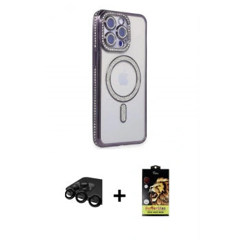 MARSİLYAN™- iPhone 15 Pro Max Kılıf Zirve Doku Prime - Siyah Buffer Cam Ekran Koruyucu + Raze Metal Kamera Lens - SH