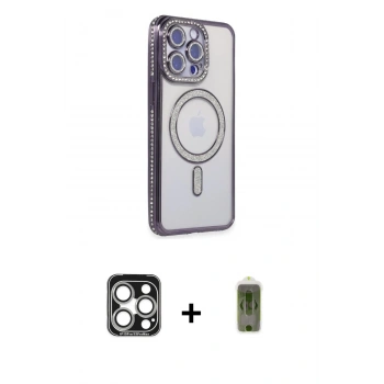 MARSİLYAN™- iPhone 15 Pro Max Kılıf Zirve Doku Prime - Siyah Joko Magic 5D Hayalet Cam + PVD Metal Kamera Lens - GS