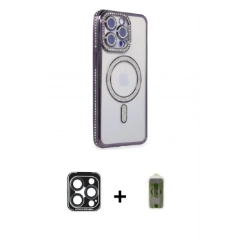 MARSİLYAN™- iPhone 15 Pro Max Kılıf Zirve Doku Prime - Siyah Joko Magic 5D Hayalet Cam + PVD Metal Kamera Lens - LT