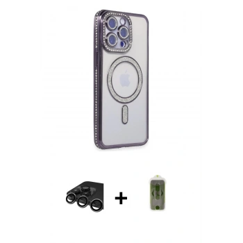MARSİLYAN™- iPhone 15 Pro Max Kılıf Zirve Doku Prime - Siyah Joko Magic 5D Hayalet Cam + Raze Metal Kamera Lens - TMGI