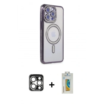 MARSİLYAN™- iPhone 15 Pro Max Kılıf Zirve Doku Prime - Siyah Polymer Nano Ekran Koruyucu + PVD Metal Kamera Lens - GS