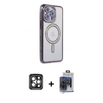 MARSİLYAN™- iPhone 15 Pro Max Kılıf Zirve Doku Prime - Siyah Vanessa Magic Cam + PVD Metal Kamera Lens - GI
