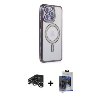 MARSİLYAN™- iPhone 15 Pro Max Kılıf Zirve Doku Prime - Siyah Vanessa Magic Cam + Raze Metal Kamera Lens - GS