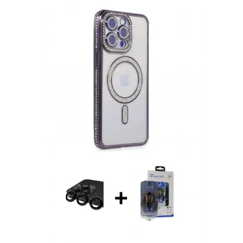 MARSİLYAN™- iPhone 15 Pro Max Kılıf Zirve Doku Prime - Siyah Vanessa Magic Cam + Raze Metal Kamera Lens - SH