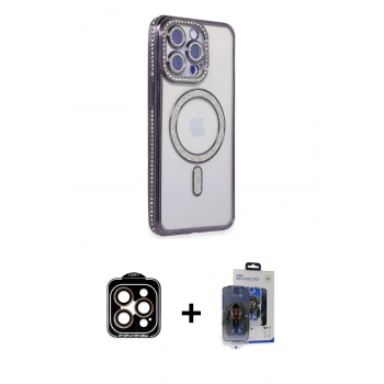 MARSİLYAN™- iPhone 15 Pro Max Kılıf Zirve Doku Prime - Siyah Vanessa Magic Cam + PVD Metal Kamera Lens - TU