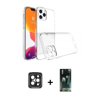 MARSİLYAN™- iPhone 15 Pro Max Kılıf Zirve Doku - Şeffaf 360 Full Body Arka Koruyucu + PVD Metal Kamera Lens - SH