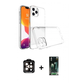 MARSİLYAN™- iPhone 15 Pro Max Kılıf Zirve Doku - Şeffaf 360 Full Body Arka Koruyucu + PVD Metal Kamera Lens - TU