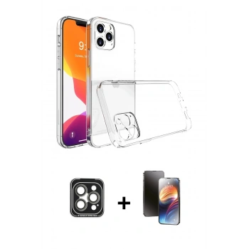 MARSİLYAN™- iPhone 15 Pro Max Kılıf Zirve Doku - Siyah 3D Antistatik Mat Seramik Nano Ekran Koruyucu + PVD Metal Kamera Lens - GI