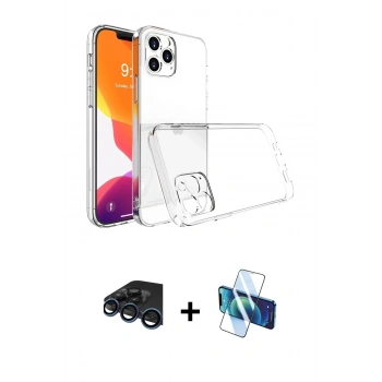 MARSİLYAN™- iPhone 15 Pro Max Kılıf Zirve Doku - Siyah 3D Antistatik Seramik Nano Ekran Koruyucu + Raze Metal Kamera Lens - LT