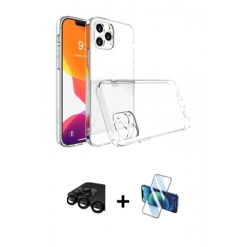 MARSİLYAN™- iPhone 15 Pro Max Kılıf Zirve Doku - Siyah 3D Antistatik Seramik Nano Ekran Koruyucu + Raze Metal Kamera Lens - SH