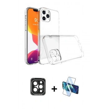 MARSİLYAN™- iPhone 15 Pro Max Kılıf Zirve Doku - Siyah 3D Antistatik Seramik Nano Ekran Koruyucu + PVD Metal Kamera Lens - SH