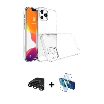 MARSİLYAN™- iPhone 15 Pro Max Kılıf Zirve Doku - Siyah 3D Antistatik Seramik Nano Ekran Koruyucu + Raze Metal Kamera Lens - TMGI