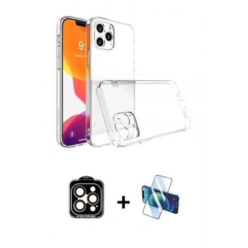 MARSİLYAN™- iPhone 15 Pro Max Kılıf Zirve Doku - Siyah 3D Antistatik Seramik Nano Ekran Koruyucu + PVD Metal Kamera Lens - TU