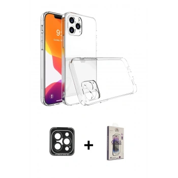 MARSİLYAN™- iPhone 15 Pro Max Kılıf Zirve Doku - Siyah Bilvis 3D Cam Ekran Koruyucu + PVD Metal Kamera Lens - SH