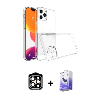 MARSİLYAN™- iPhone 15 Pro Max Kılıf Zirve Doku - Siyah Bilvis 5in1 5D Magic Hayalet Cam Ekran Koruyucu + PVD Metal Kamera Lens - TU