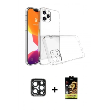 MARSİLYAN™- iPhone 15 Pro Max Kılıf Zirve Doku - Siyah Buffer Cam Ekran Koruyucu + PVD Metal Kamera Lens - LT