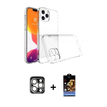 MARSİLYAN™- iPhone 15 Pro Max Kılıf Zirve Doku - Siyah Buffer Hayalet Cam Ekran Koruyucu + PVD Metal Kamera Lens - GS