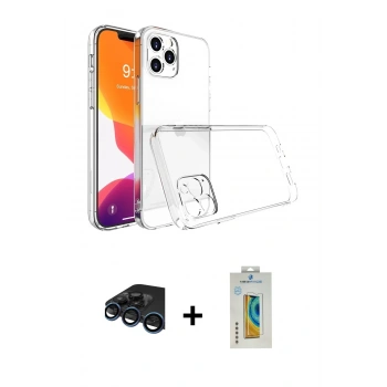 MARSİLYAN™- iPhone 15 Pro Max Kılıf Zirve Doku - Siyah Polymer Nano Ekran Koruyucu + Raze Metal Kamera Lens - LT