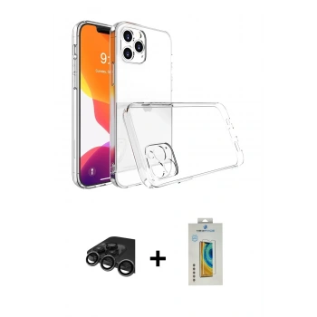 MARSİLYAN™- iPhone 15 Pro Max Kılıf Zirve Doku - Siyah Polymer Nano Ekran Koruyucu + Raze Metal Kamera Lens - TMGI