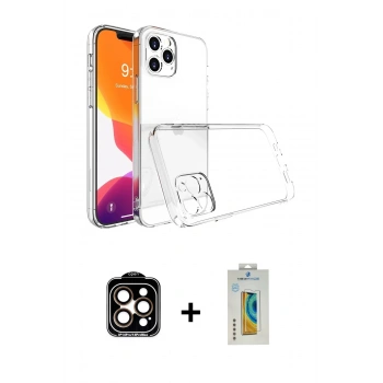 MARSİLYAN™- iPhone 15 Pro Max Kılıf Zirve Doku - Siyah Polymer Nano Ekran Koruyucu + PVD Metal Kamera Lens - TU