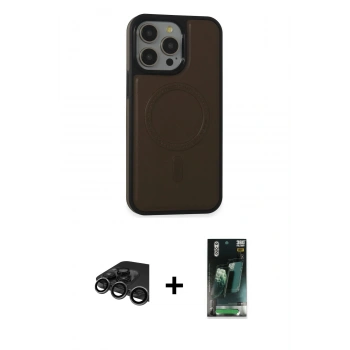 MARSİLYAN™- iPhone 15 Pro Max Kılıf Zirve Işık Serisi - Siyah 360 Mat Full Body Arka Koruyucu + Raze Metal Kamera Lens - TMGI