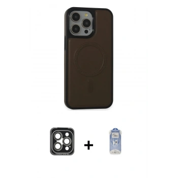 MARSİLYAN™- iPhone 15 Pro Max Kılıf Zirve Işık Serisi - Siyah Joko Magic 5D Cam + PVD Metal Kamera Lens - GI