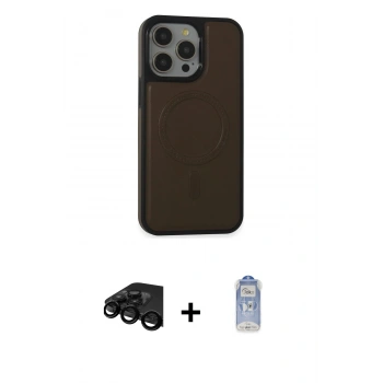 MARSİLYAN™- iPhone 15 Pro Max Kılıf Zirve Işık Serisi - Siyah Joko Magic 5D Cam + Raze Metal Kamera Lens - SH