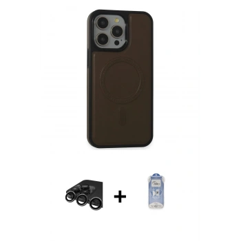 MARSİLYAN™- iPhone 15 Pro Max Kılıf Zirve Işık Serisi - Siyah Joko Magic 5D Cam + Raze Metal Kamera Lens - TMGI