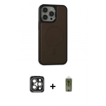 MARSİLYAN™- iPhone 15 Pro Max Kılıf Zirve Işık Serisi - Siyah Joko Magic 5D Hayalet Cam + PVD Metal Kamera Lens - GI
