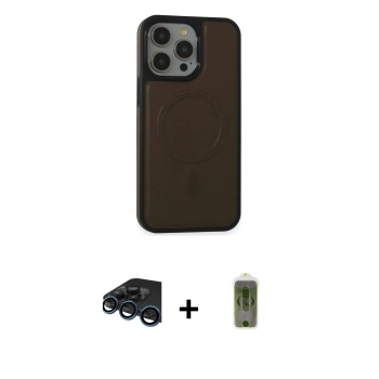 MARSİLYAN™- iPhone 15 Pro Max Kılıf Zirve Işık Serisi - Siyah Joko Magic 5D Hayalet Cam + Raze Metal Kamera Lens - LT