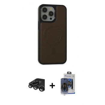MARSİLYAN™- iPhone 15 Pro Max Kılıf Zirve Işık Serisi - Siyah Vanessa Magic Cam + Raze Metal Kamera Lens - TMGI
