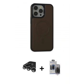 MARSİLYAN™- iPhone 15 Pro Max Kılıf Zirve Işık Serisi - Siyah Vanessa Magic Hayalet Cam + Raze Metal Kamera Lens - GS