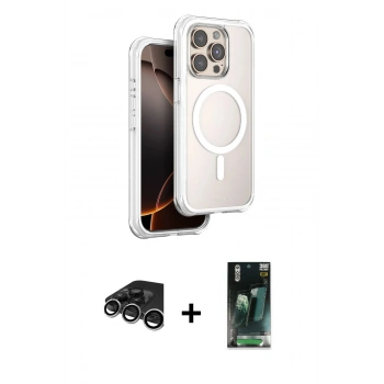 MARSİLYAN™- iPhone 15 Pro Max Kılıf Zirve Klasik Prime - Siyah 360 Mat Full Body Arka Koruyucu + Raze Metal Kamera Lens - GS