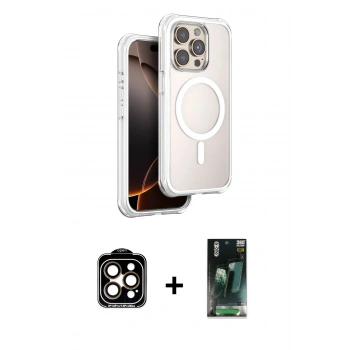 MARSİLYAN™- iPhone 15 Pro Max Kılıf Zirve Klasik Prime - Siyah 360 Mat Full Body Arka Koruyucu + PVD Metal Kamera Lens - TU