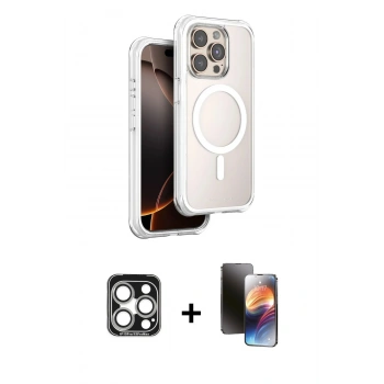 MARSİLYAN™- iPhone 15 Pro Max Kılıf Zirve Klasik Prime - Siyah 3D Antistatik Mat Seramik Nano Ekran Koruyucu + PVD Metal Kamera Lens - GS