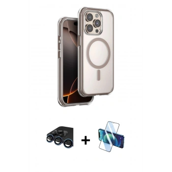 MARSİLYAN™- iPhone 15 Pro Max Kılıf Zirve Klasik Prime - Siyah 3D Antistatik Seramik Nano Ekran Koruyucu + Raze Metal Kamera Lens - LT