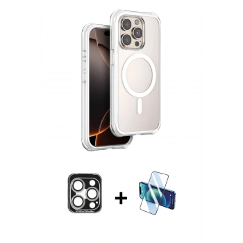 MARSİLYAN™- iPhone 15 Pro Max Kılıf Zirve Klasik Prime - Siyah 3D Antistatik Seramik Nano Ekran Koruyucu + PVD Metal Kamera Lens - GS