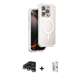 MARSİLYAN™- iPhone 15 Pro Max Kılıf Zirve Klasik Prime - Siyah Bilvis 0.18mm Plus Cam Ekran Koruyucu + Raze Metal Kamera Lens - GS