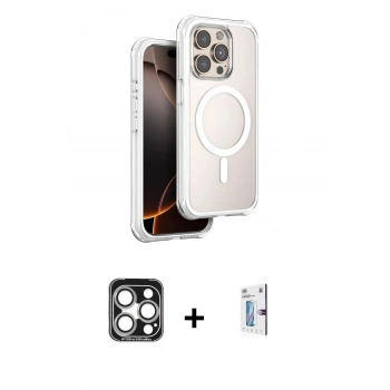 MARSİLYAN™- iPhone 15 Pro Max Kılıf Zirve Klasik Prime - Siyah Bilvis 0.18mm Plus Cam Ekran Koruyucu + PVD Metal Kamera Lens - GS