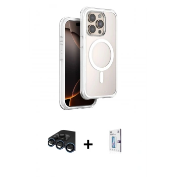 MARSİLYAN™- iPhone 15 Pro Max Kılıf Zirve Klasik Prime - Siyah Bilvis 0.18mm Plus Cam Ekran Koruyucu + Raze Metal Kamera Lens - LT