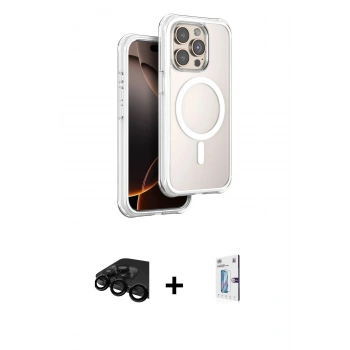 MARSİLYAN™- iPhone 15 Pro Max Kılıf Zirve Klasik Prime - Siyah Bilvis 0.18mm Plus Cam Ekran Koruyucu + Raze Metal Kamera Lens - SH