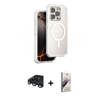 MARSİLYAN™- iPhone 15 Pro Max Kılıf Zirve Klasik Prime - Siyah Bilvis 3D Mat Cam Ekran Koruyucu + Raze Metal Kamera Lens - LT