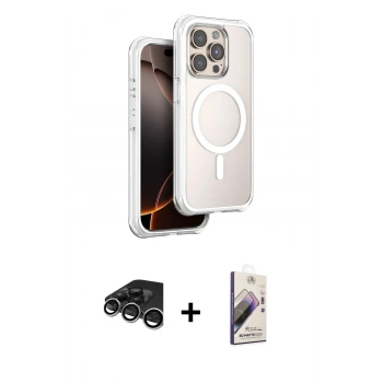 MARSİLYAN™- iPhone 15 Pro Max Kılıf Zirve Klasik Prime - Siyah Bilvis 3D Mat Cam Ekran Koruyucu + Raze Metal Kamera Lens - GS
