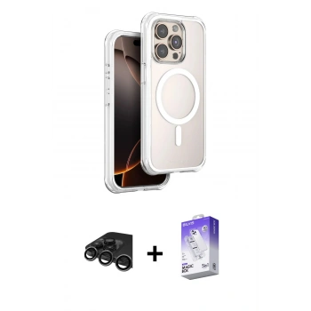 MARSİLYAN™- iPhone 15 Pro Max Kılıf Zirve Klasik Prime - Siyah Bilvis 5in1 3D Magic Cam Ekran Koruyucu + Raze Metal Kamera Lens - TMGI