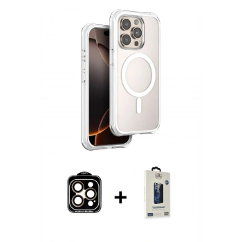 MARSİLYAN™- iPhone 15 Pro Max Kılıf Zirve Klasik Prime - Siyah Bilvis Hayalet Cam Ekran Koruyucu + PVD Metal Kamera Lens - TU