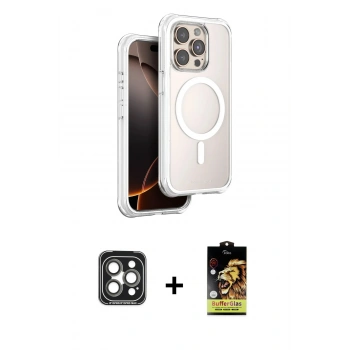 MARSİLYAN™- iPhone 15 Pro Max Kılıf Zirve Klasik Prime - Siyah Buffer Cam Ekran Koruyucu + PVD Metal Kamera Lens - GI