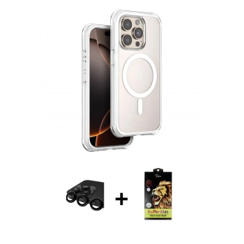 MARSİLYAN™- iPhone 15 Pro Max Kılıf Zirve Klasik Prime - Siyah Buffer Cam Ekran Koruyucu + Raze Metal Kamera Lens - SH